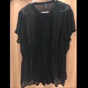 Black chiffon Button Up Blouse